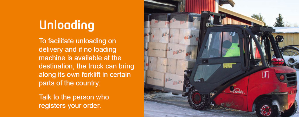 the truck can bring along its own forklift on delivery
